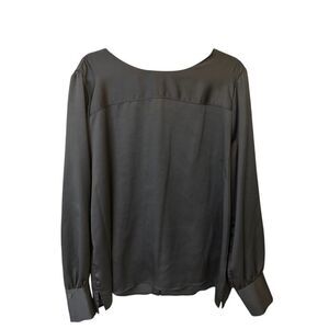 Elegant Navy Long Sleeve‎ Button Back Blouse Professional Work Office Top XL